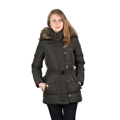 michael kors dark moss|Michael Michael Kors Women's Dark Moss 3/4 Down Puffer Coat.